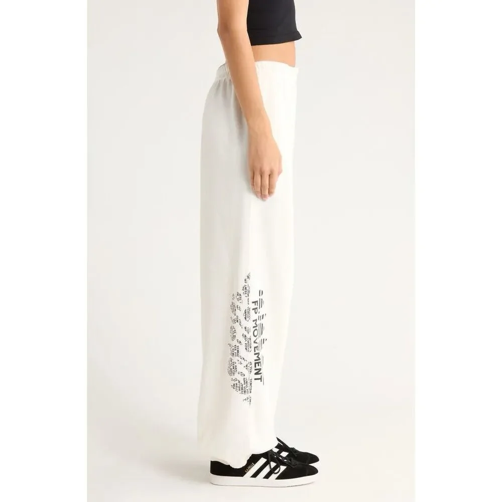 Free People Movement NWT All Star Oversize Slouchy Logo Graphic Jogger Pants Ivo - Picture 3 of 9
